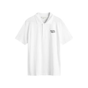 메종키츠네 핸드라이팅 폴로 반팔티셔츠 화이트 남성 MM00201KJ7010 M186