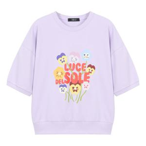 [에이비에프지]플라워 패턴 포인트 반팔 맨투맨 티셔츠 APZ2QK44D