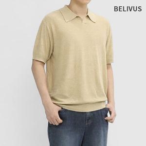 빌리버스 남성 여름 반팔 니트 무지 카라티 BXR020