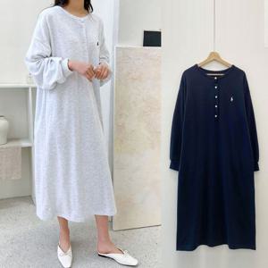 [보리맘]단추 폴로 수유 단추 수유복 긴팔 수유 원피스 임부복 ID542