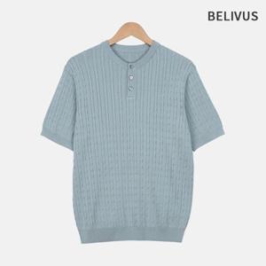 빌리버스 남자 헨리넥 반팔 니트 티셔츠 BRE062
