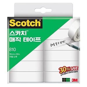 3M 스카치 매직테이프 810R-12 18x32M 세이빙 팩30 스카치테잎 매직테이프 불투명테이프 오피스용품 문구테