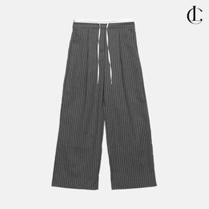 엘케이트 여성 와이드 슬랙스 줄무늬 로우라이즈 밴딩 팬츠 LMVP001