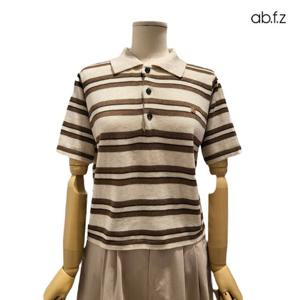 [에이비에프지]카라넥 스트라이프 반팔 니트 APZ2HW37D