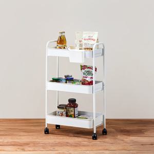 [모던하우스] ON 나사없이 쉽게 조립하는 3단 메탈트롤리 바스켓세트 화이트