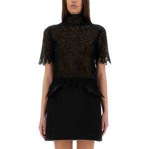 알렉산더맥퀸 블랙 시어 레이스 반팔 티셔츠 829306 Q1BC91000