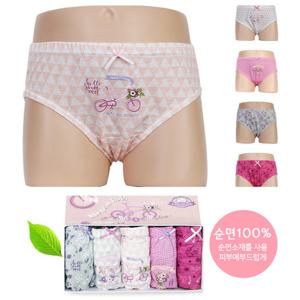 [제이투와이]모던키즈 순면 여아팬티 아동삼각속옷 5종세트