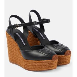 돌체앤가바나 로고 엠브로이더리 레더 웨지 에스파드리유 P00878002