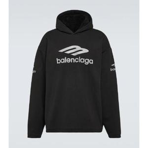 발렌시아가 3B Sports 오버사이즈 코튼 플리스 후디 P00896707