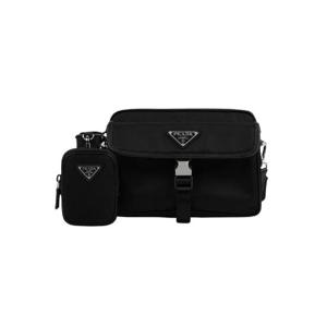 프라다 리나일론 앤 사피아노 레더 숄더백 블랙 2VH133-2DMH-F0002