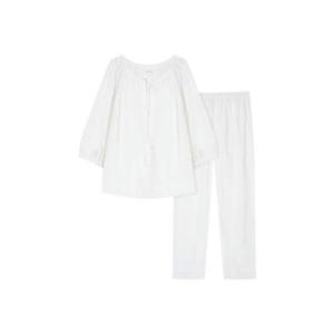 [바바라(언더웨어)]순면100 여성스럽고 아기자기한 흰색 홈웨어 AWP4581R