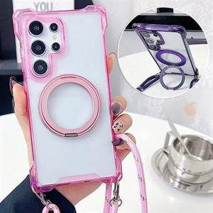 갤럭시퀀텀4 A54 5G 맥세이프 투명 하드 컬러범퍼 스트랩 케이스