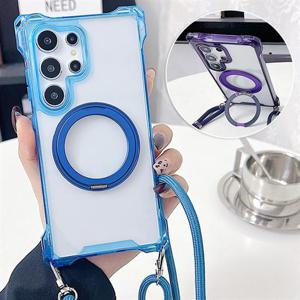 갤럭시퀀텀6 A56 5G 맥세이프 투명 하드 컬러범퍼 스트랩 케이스