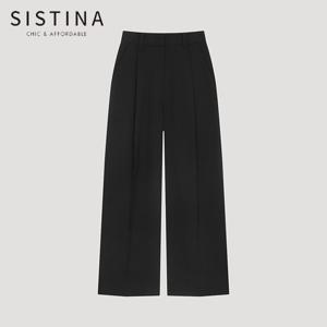 [SISTINA](77size) 하이 웨이스트 와이드 팬츠_AWWSLP21740_BK