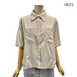 [에이비에프지]언발란스 카라넥 스트라이프 반팔 블라우스 APZ2HB07E