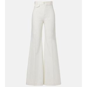 끌로에 하이라이즈 코튼 캔버스 플레어 팬츠 P01049398