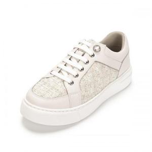 [무크] 여성 트위드 로우탑 스니커즈 화이트 블랙 422354