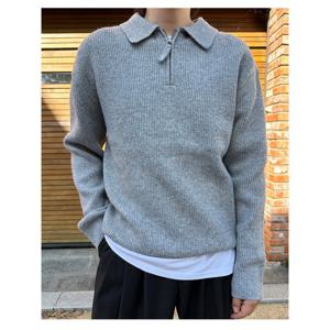 [리빌모아]남녀공용 그라스 카라 반집업 긴팔 니트 FL2-TSA-Q008