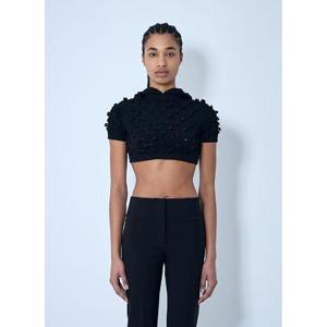 25 FW 티맥스 여성 후드 오픈 니트 크롭 탑  spx0260009blk