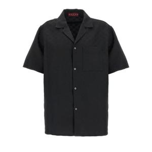 구찌 GG 캔버스 리넨 블렌드 볼링 셔츠 794907Z7AO71000 Black