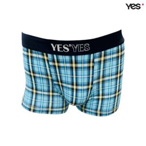 [예스]블루 체크 프린트 메쉬 남성 드로즈 YSMDB552