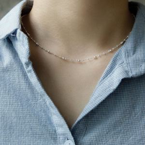 제이로렌 컷팅 볼 체인 실버 목걸이 N01214