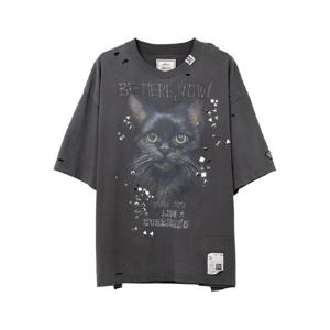 메종미하라야스히로 캣 프린트 디스트레스드 티셔츠 J15TS752