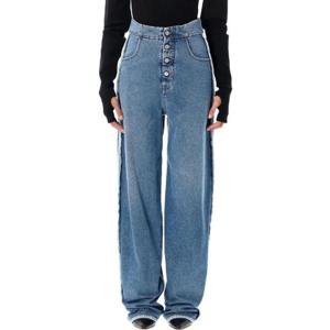 MM6 메종 마르지엘라 로고 패치 하이웨이스트 진 S52LA0263M30018 967 TP946830036