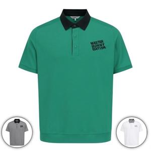 [마스터바니] 남성 배색 칼라 하프 버튼 반팔 티셔츠 (411E3TO102)