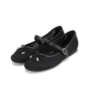 [본사운영] 바바라 엠블럼 구슬 리본 여성플랫 1cm_BBI155