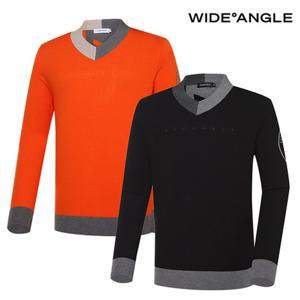 [와이드앵글] WMU23K13 CO 빅로고 브이넥 스웨터