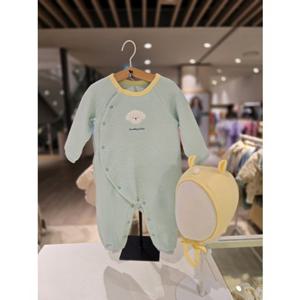 [블루독베이비] 25 FW(민트)도기쭈글퀼팅세트우주복(45C7004104) 신생아 출산 백일 선물 조카 유아 아가옷
