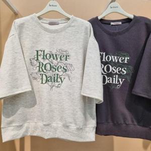 라티움 HC34 데이로즈밑단시보리 5부소매 루즈핏 티셔츠 T2531ts14