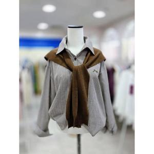 스테파니 세이브존08 체크 자수 숄 체크 남방 A25SH5314