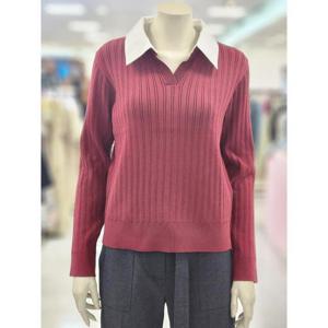 SOUP 세이브존07 모던 배색 카라 골지 니트 SB9LK33