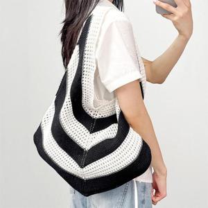 [잇백잇슈] 줄무늬니트숄더백 심플 캐주얼 가벼운