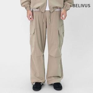 빌리버스 남성 카고 스트링 포인트 와이드 바지 코튼 벌룬 파라 슈트 팬츠 BRAP017