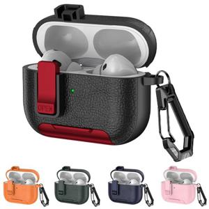 에어팟 프로3세대 심플 가죽 TPU 락잠금 거치대 카라비너 케이스