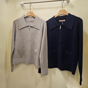 스테파니 HC07 반짝이 카라 집업  니트 가디건 A25SW5322