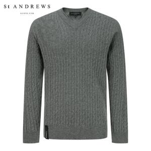 [세인트앤드류스] 공용 별 심볼 브이넥 케이블 긴팔 니트