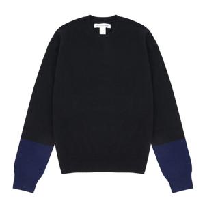 꼼데가르송 블랙 컬러 블록 라운드넥 울 니트 스웨터 FZ-N112 1