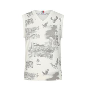 [핑] 여성 프린트 브이넥 니트 베스트 121E3SV181WH