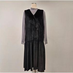 [비지트인뉴욕]브이넥 민소매 벨로아 원피스 VBAOP71