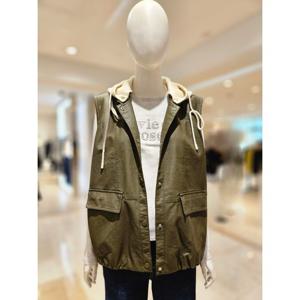 [르니앤맥코이]니트후드 탈부착 페이크 가죽 베스트 MM10VT003HJY