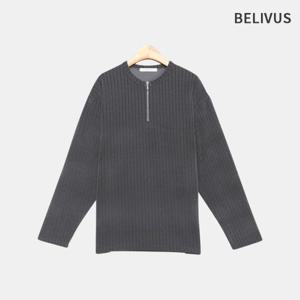 빌리버스 남자 가을 겨울 심플 골지 반집업 긴팔 BVC014