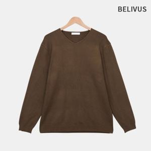 빌리버스 남성 니트 긴팔티 환절기 루즈핏 브이넥 데일리 무지 티셔츠 BYHT010