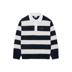 커버낫긴팔티 JQS CO2403KT17-DN 부클 얀 럭비 니트 다크 네이비