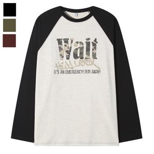 남자 웨잇 카모 래글런 긴팔 티셔츠 AC-TSA-Q083-블랙