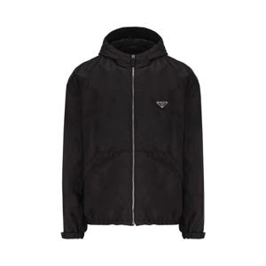 26 SS 프라다 로고 플라크 집업 후디 자켓 블랙 SGC220S2311WQ9