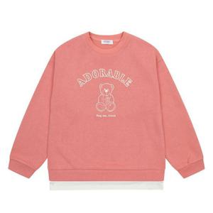 [에꼴리에]MARIO여아 기모 레이어드 베어 맨투맨 티셔츠 21D1463_OR